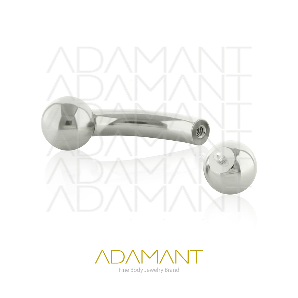 6g, Internally Threaded, Curved Barbell, Titanium, With Ball.