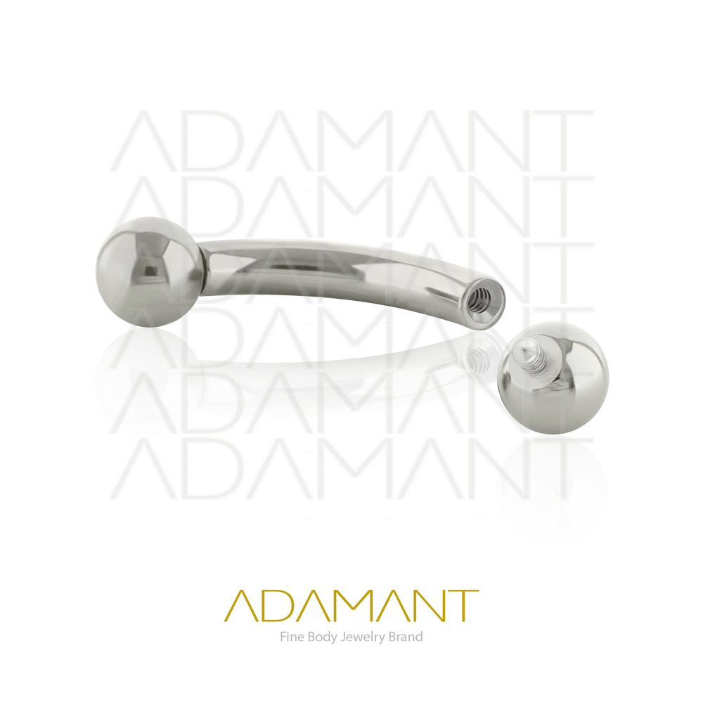 8g, Internally Threaded, Curved Barbell, Titanium, With Ball.
