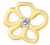 18g-16g, Internally Threaded, Accessory, Plated Gold Titanium, 0.9mm Threading, Open Flower, Prong set, Cubic Zirconia.