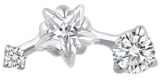 18g-16g, Internally Threaded, Accessory, Titanium, 0.9mm Threading, Shooting star, Prong set, Cubic Zirconia.