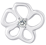 18g-16g, Internally Threaded, Accessory,  Titanium, 0.9mm Threading, Open Flower, Prong set, Cubic Zirconia.