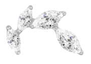 18g-16g, Internally Threaded, Accessory,  Titanium, 0.9mm Threading, Leaf Marquise, Prong set, Cubic Zirconia.