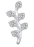 18g-16g, Internally Threaded, Accessory, Titanium, 0.9mm Threading, Branch leaves, Prong set, Cubic Zirconia.