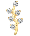 18g-16g, Internally Threaded, Accessory, Plated Gold Titanium, 0.9mm Threading, Branch leaves, Prong set, Cubic Zirconia.
