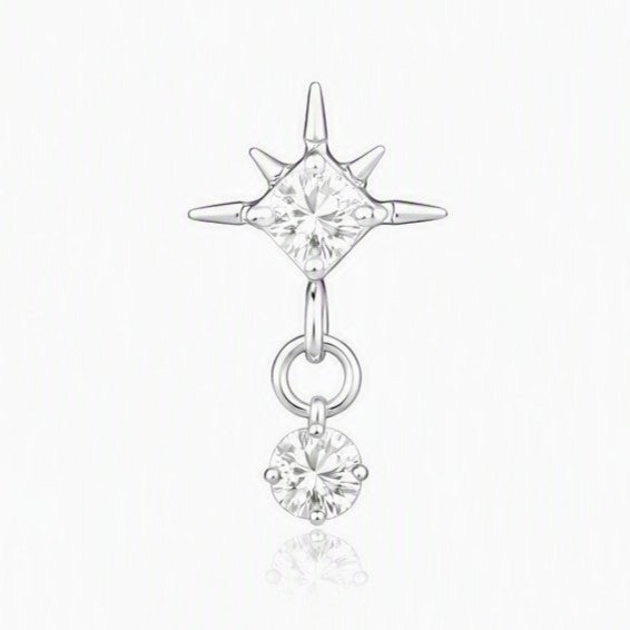 26g, Threadless End, Titanium, 4mm Pin Size, Star Drop, Prong set, Cubic Zirconia.