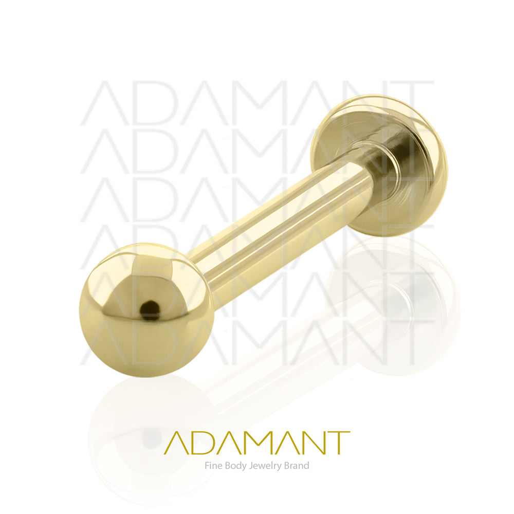 16g, Threaded, 14k Solid Gold Accessories, 0.9mm threading, Labret Post with Bead