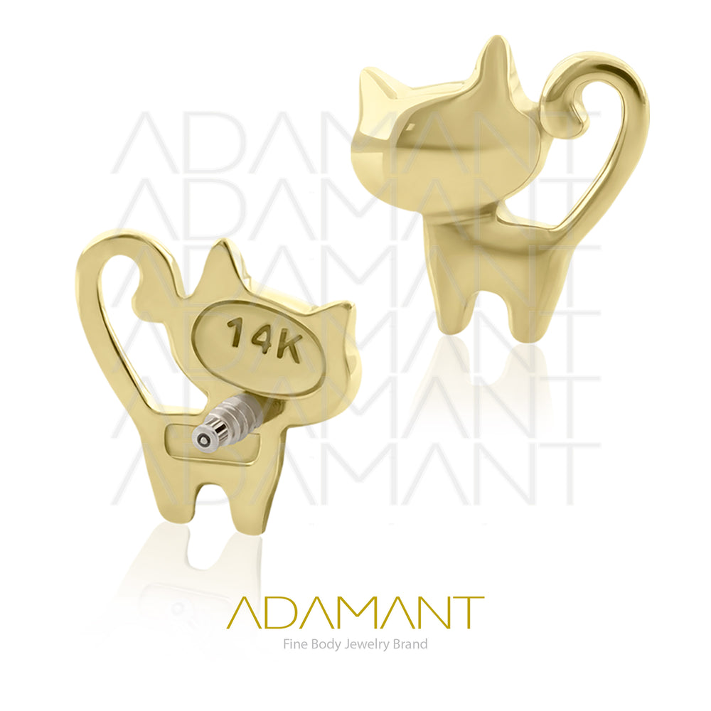 16g, Threaded, 14k Solid Gold Accessory, 0.9mm threading, Cat