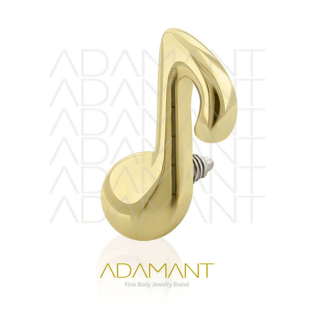 16g, Threaded, 14k Solid Gold Accessory, 0.9mm threading, Musical Note