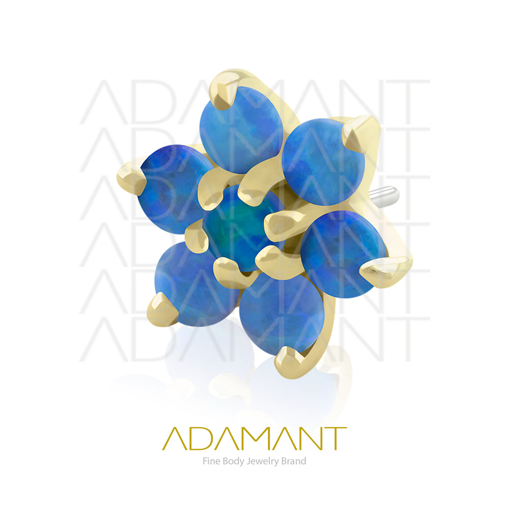 25g, Threadless, 14k Solid Gold Accessory, 4.8mm Pin Size, Flower, Prong set, Opal.