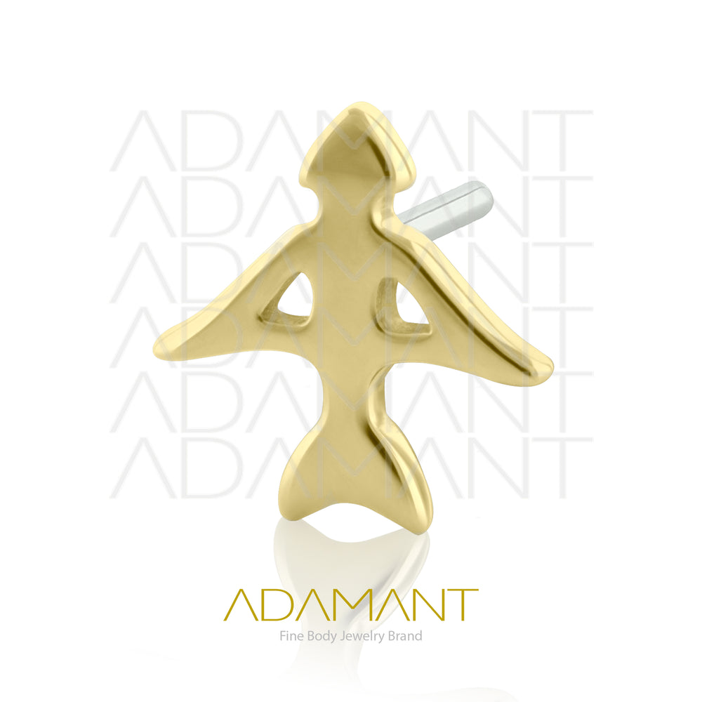 25g, Threadless, 14k Solid Gold Accessory, 4.8mm Pin Size, Archery.