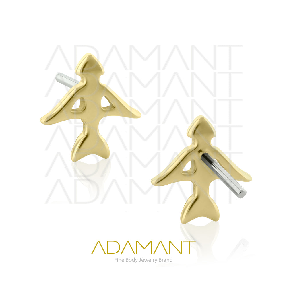 25g, Threadless, 14k Solid Gold Accessory, 4.8mm Pin Size, Archery.