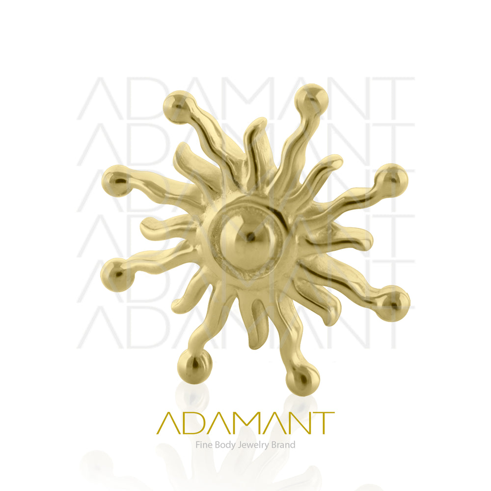 25g, Threadless, 14k Solid Gold Accessory, 4.8mm Pin Size, Mistic Sun.