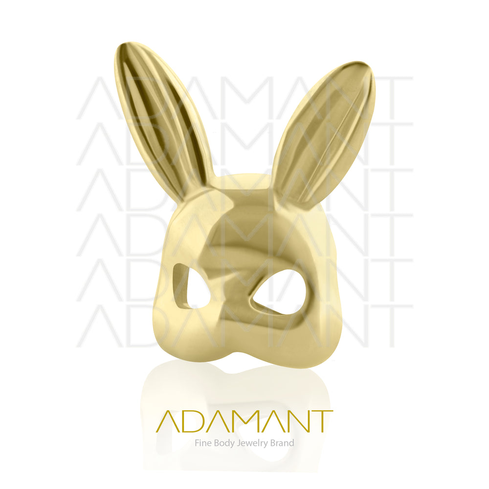 25g, Threadless, 14k Solid Gold Accessory, 4.8mm Pin Size, Rabbit Mask.