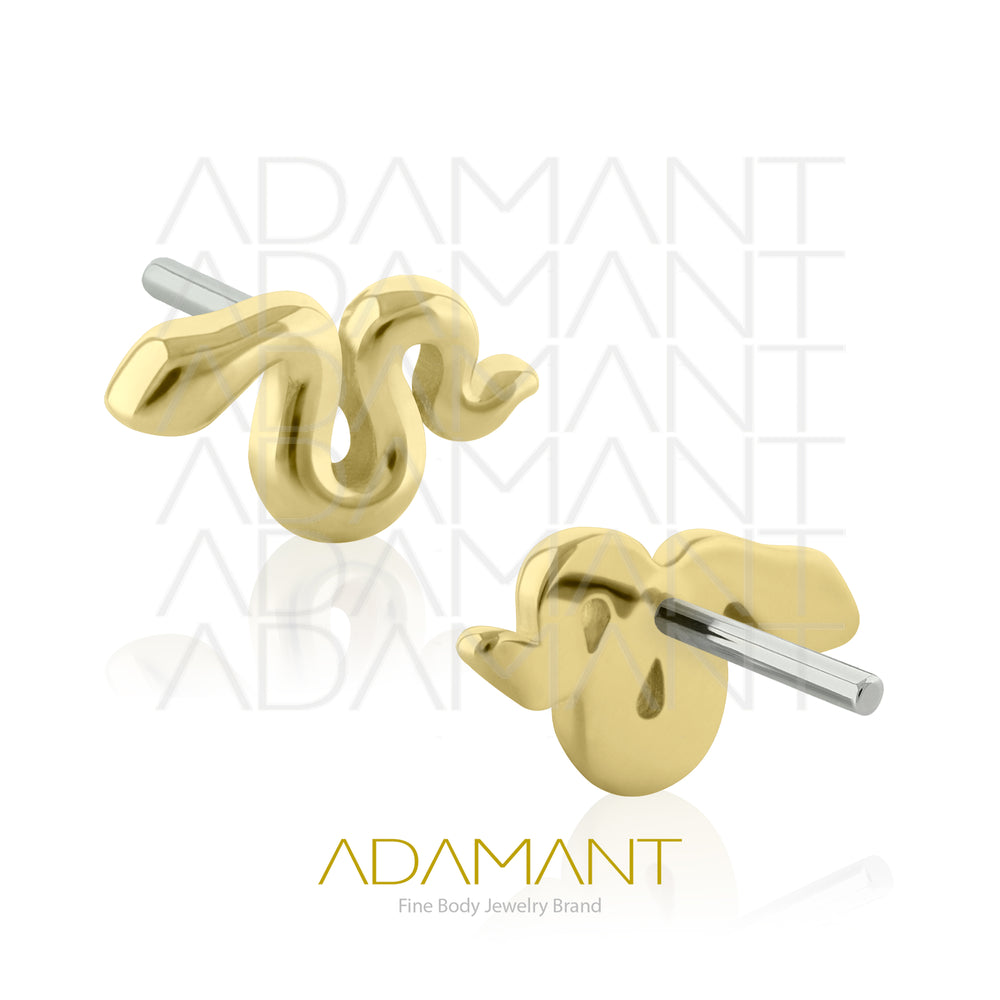 25g, Threadless, 14k Solid Gold Accessory, 4.8mm Pin Size, Tiny Snake.