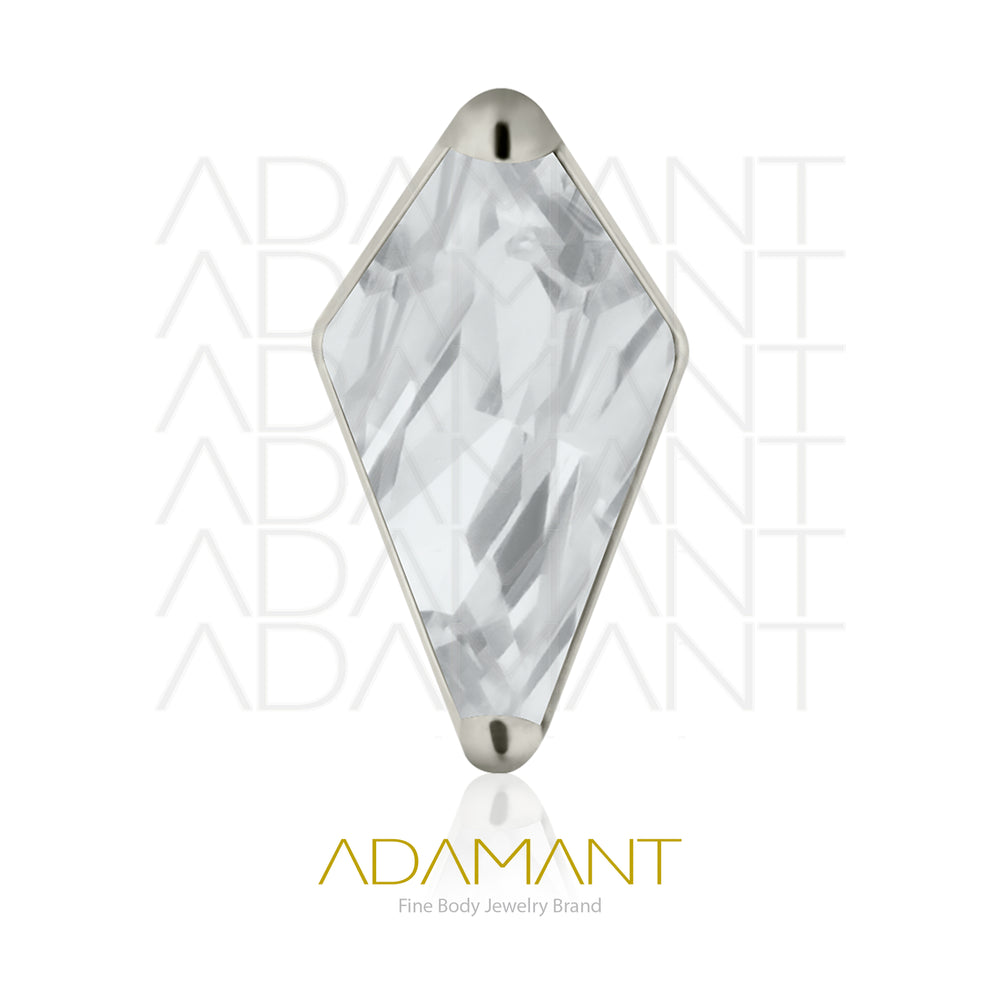 26g, Threadless End, Titanium, 4mm Pin Size, Rhombus, Prong set, Cubic Zirconia.