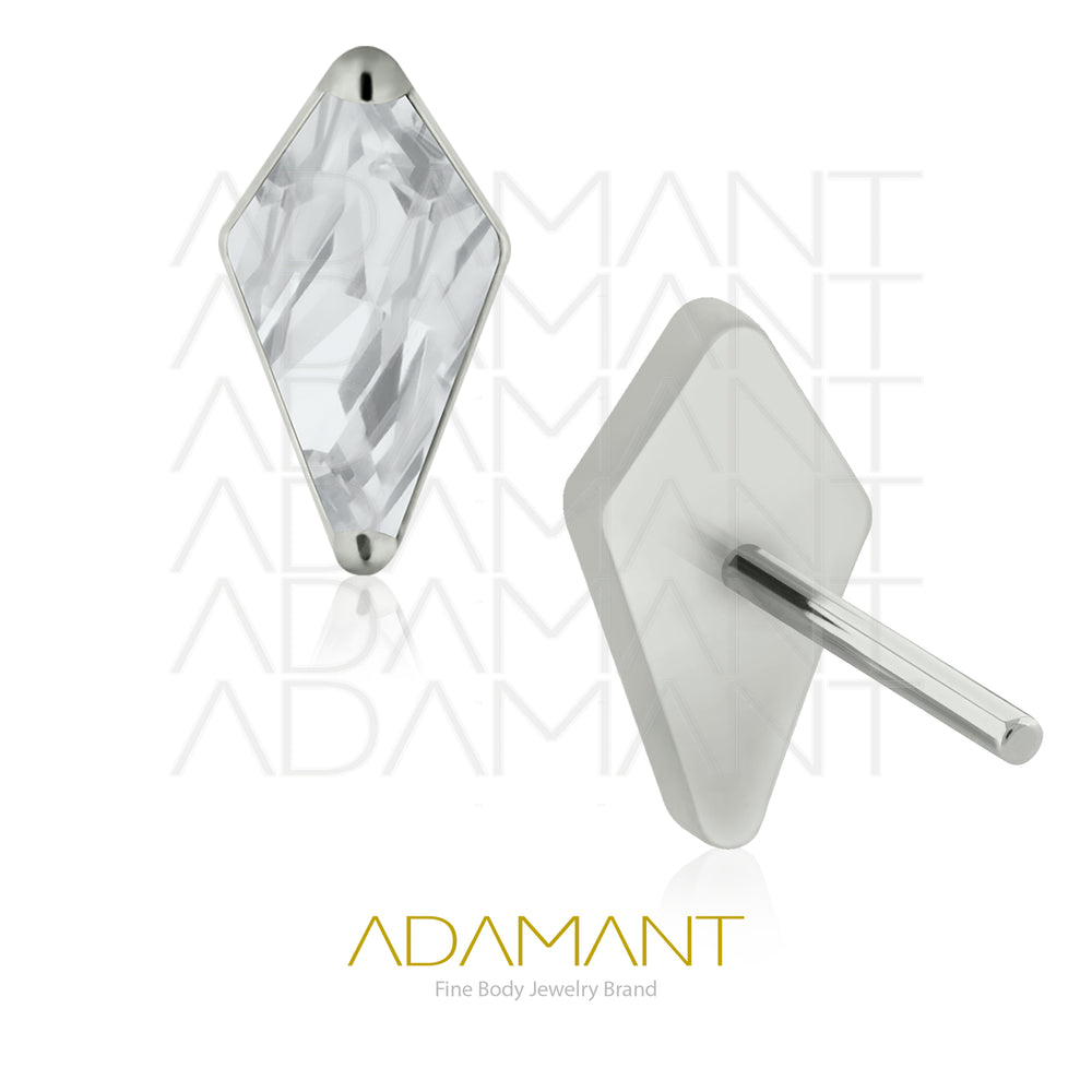 26g, Threadless End, Titanium, 4mm Pin Size, Rhombus, Prong set, Cubic Zirconia.
