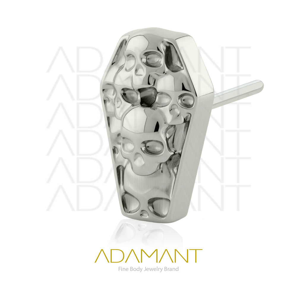 26g, Threadless End, Titanium, 4mm Pin Size, Skull Coffin.