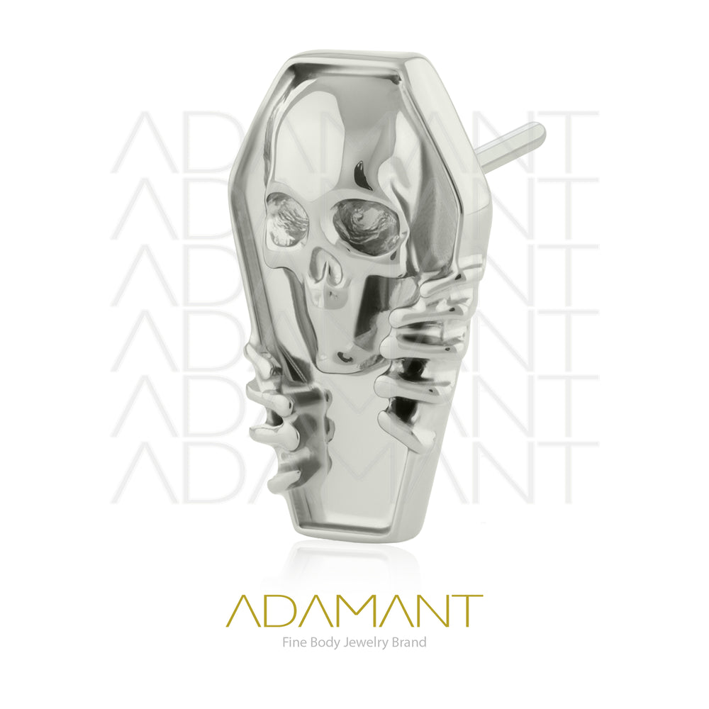 26g, Threadless End, Titanium, 4mm Pin Size, Grim Coffin.