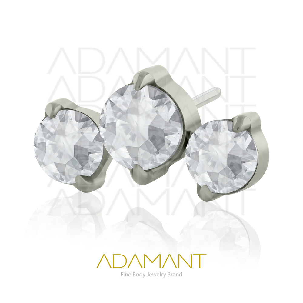 26g, Threadless End, Titanium, 4mm Pin Size, Triple Curved, Prong set, Cubic Zirconia.