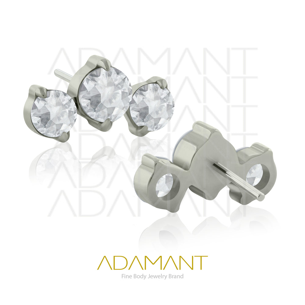 26g, Threadless End, Titanium, 4mm Pin Size, Triple Curved, Prong set, Cubic Zirconia.