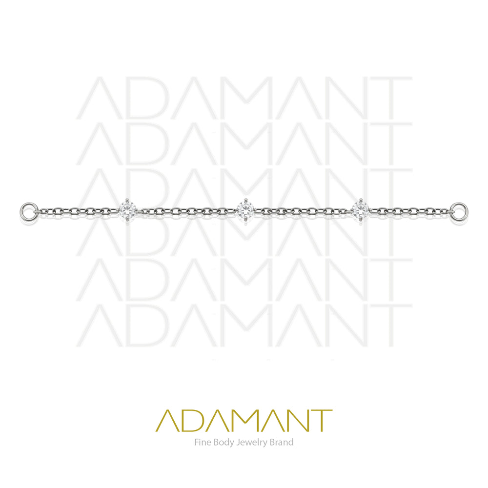Implant grade Titanium Chain, Stellar Cable with Cubic Zirconias, Hanging Chain