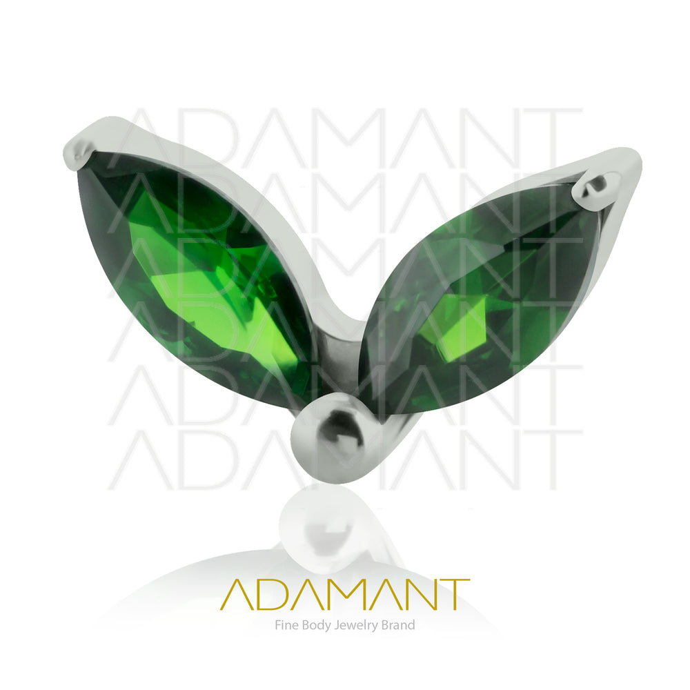 26g, Threadless End, Titanium, 4mm Pin Size, Double Navette,  Prong set, Cubic Zirconia.