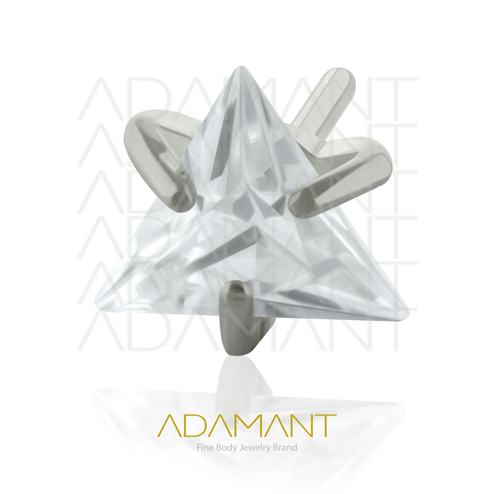 26g, Threadless End, Titanium, 4mm Pin Size,  Triangle, Prong set 3, Cubic Zirconia.