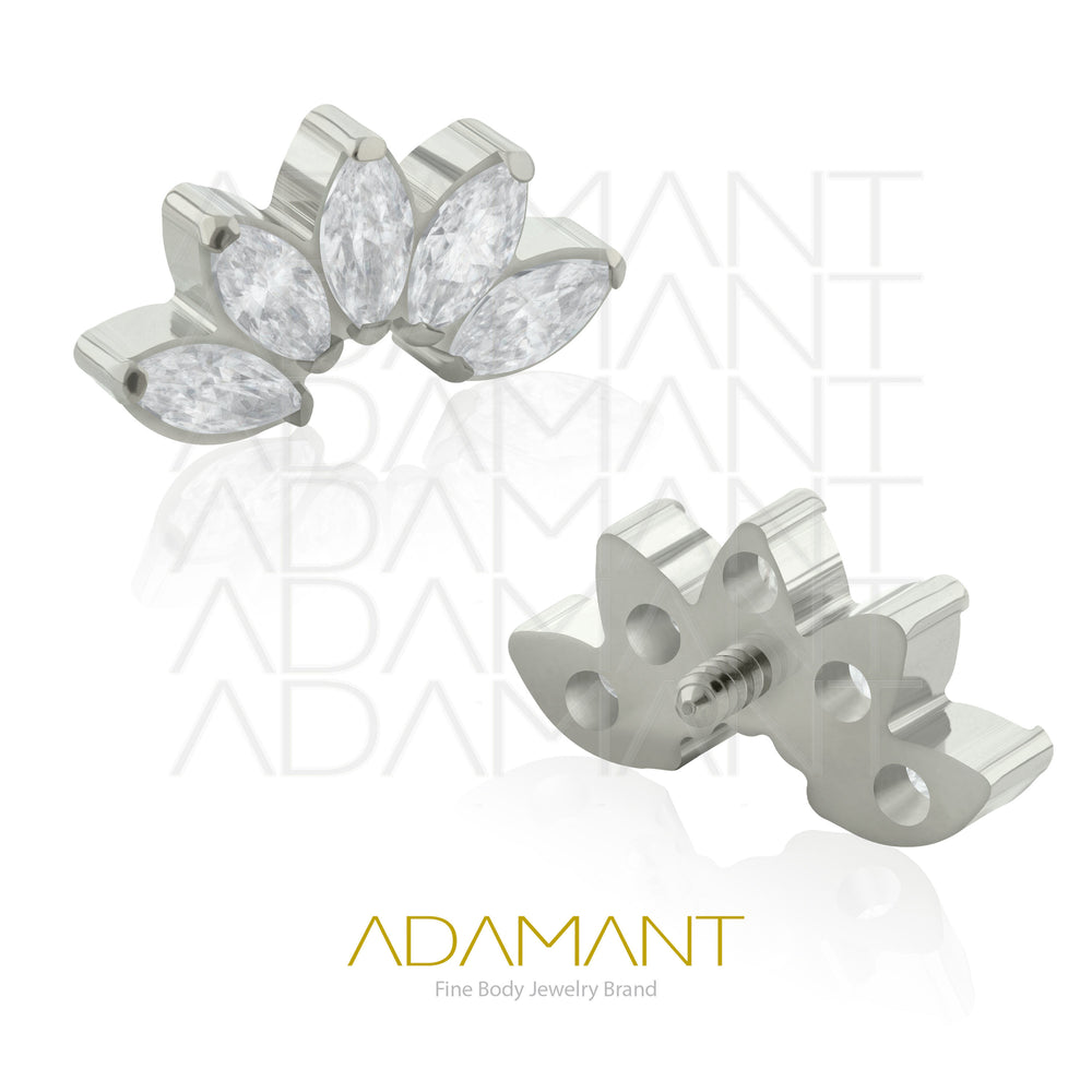 18g-16g, Threaded, Accessory, Titanium, 0.9mm threading, Arch Marquise, Prong set, Cubic Zirconia.