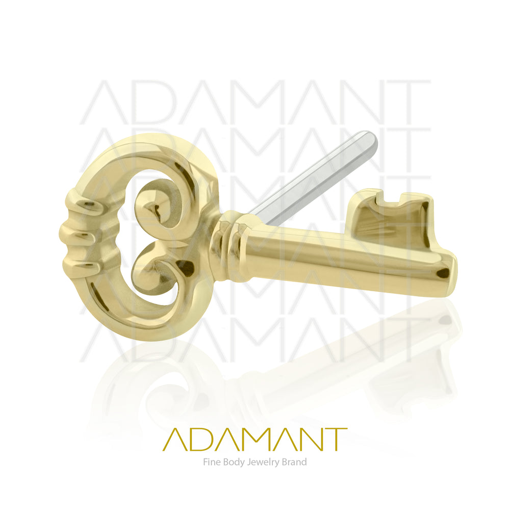 25g, Threadless, 14k Solid Gold Accessory, 4.8mm Pin Size, Key.