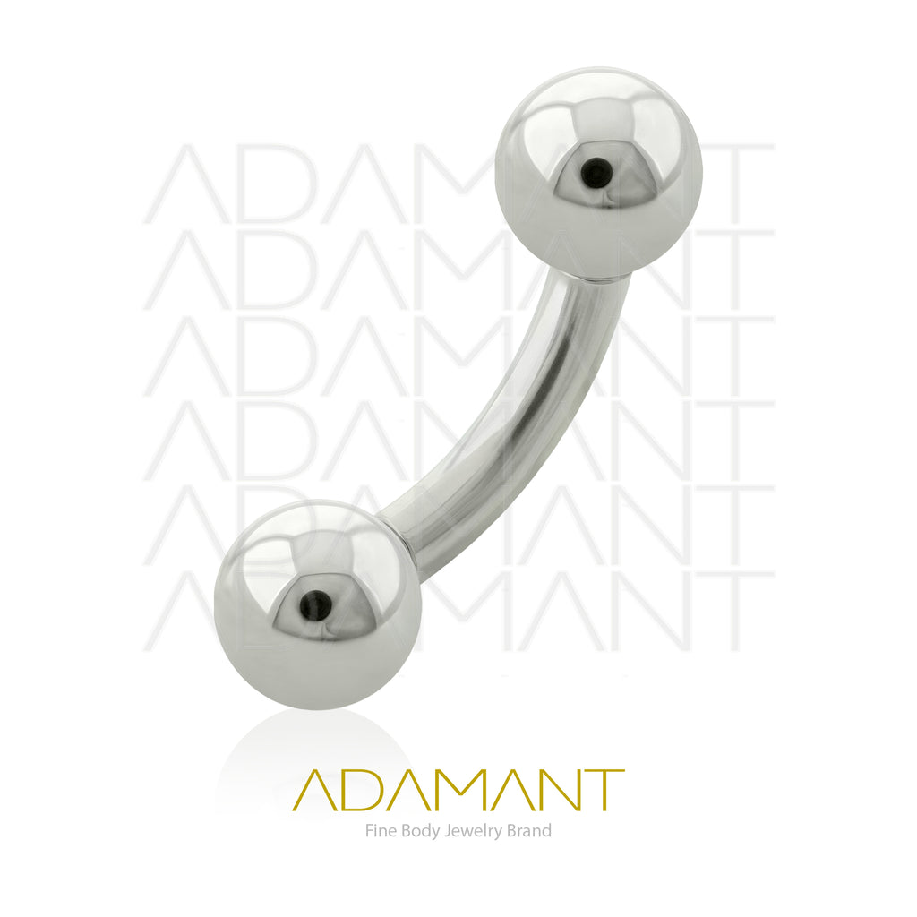 12g, Internally Threaded, Curved Barbell, Titanium, With Ball