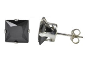 20g, Surgical Stainless Steel, Square Earrings, prong-set, cubic zirconia.