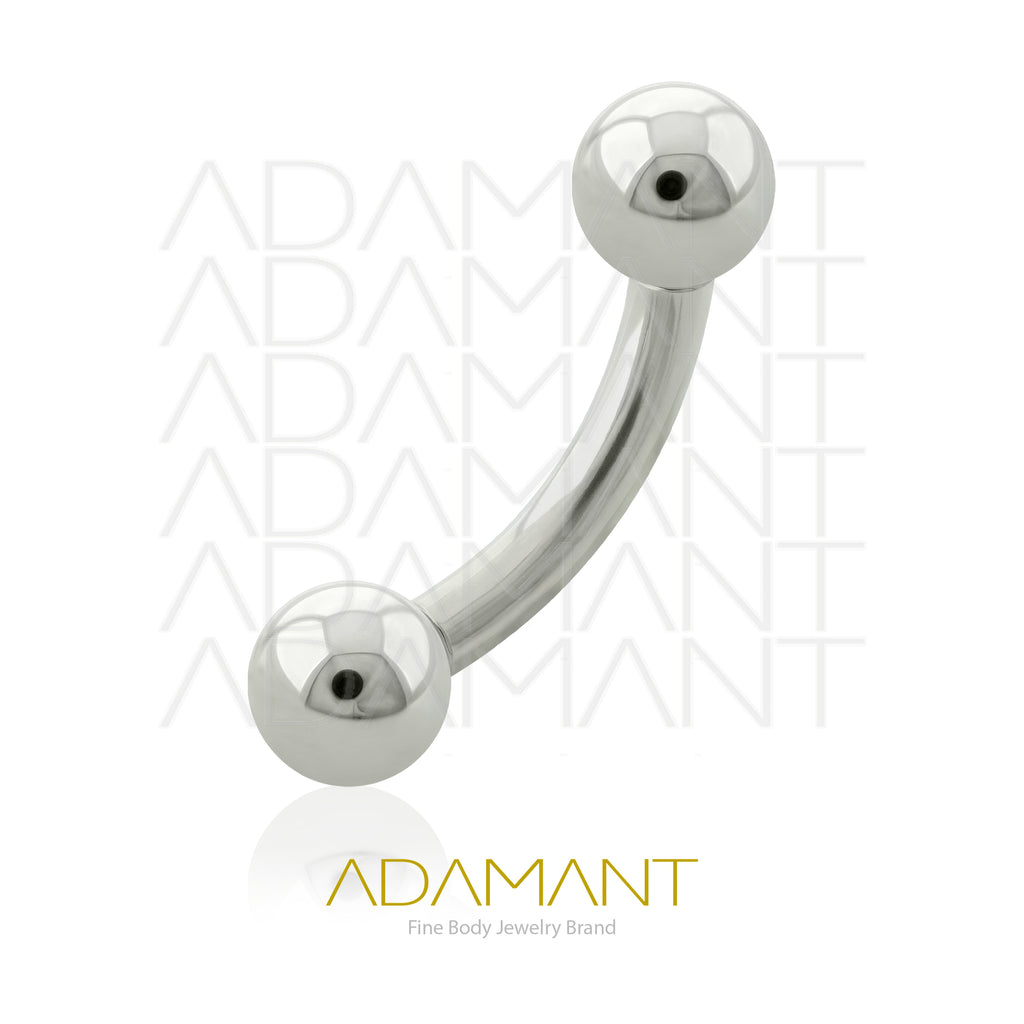 14g, Internally Threaded, Curved Barbell, Titanium, With Ball