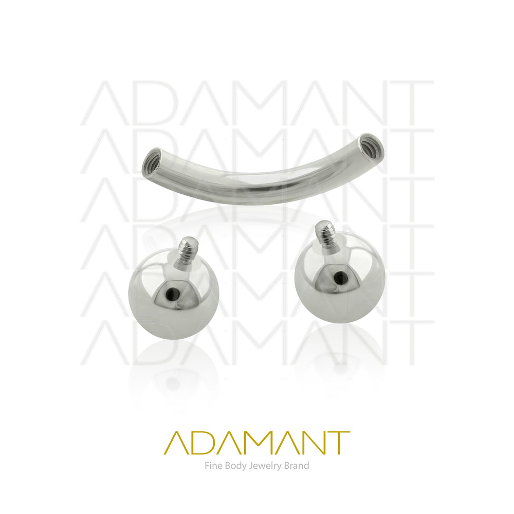 16g, Threaded, Curved Barbell, Titanium, With Ball.