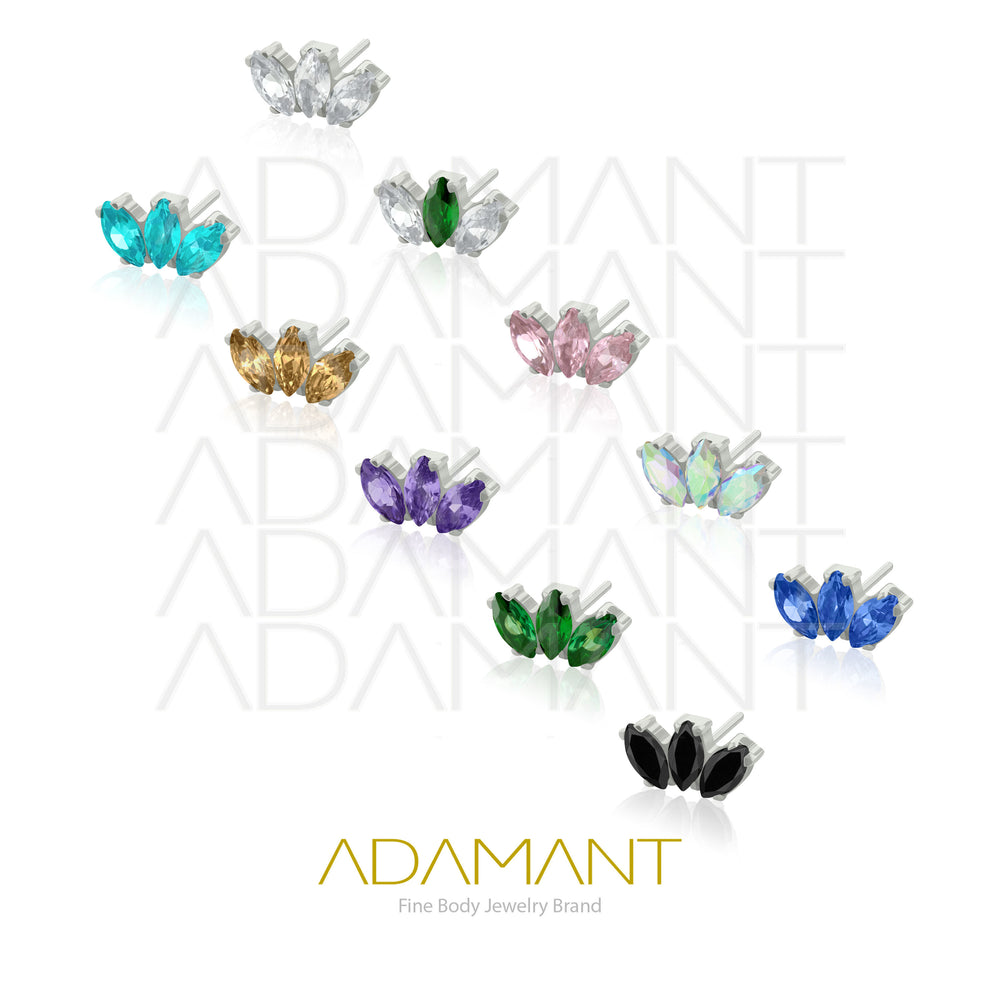 26g, Threadless, Accessory, Titanium, 4mm Pin Size, Marquise, Prong set, Cubic Zirconia.