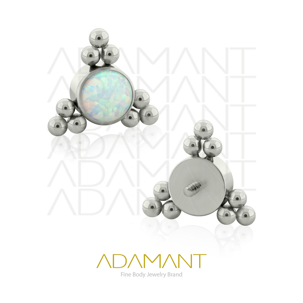 18g-16g, Threaded, Accessory, Titanium, 0.9mm threading, Triple TRI, Bezel set, Opal.