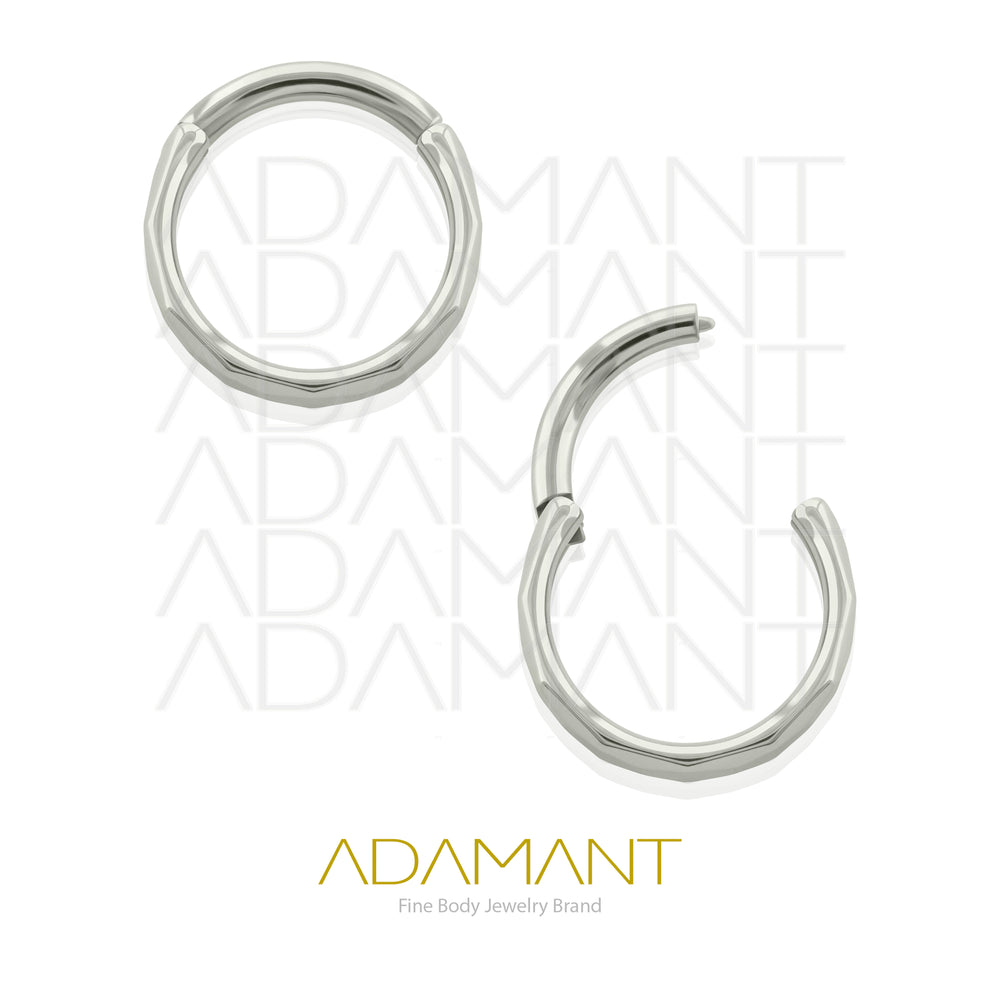 16g, Hinged Ring, Titanium, Clicker Side Facing Double Beveling ring.