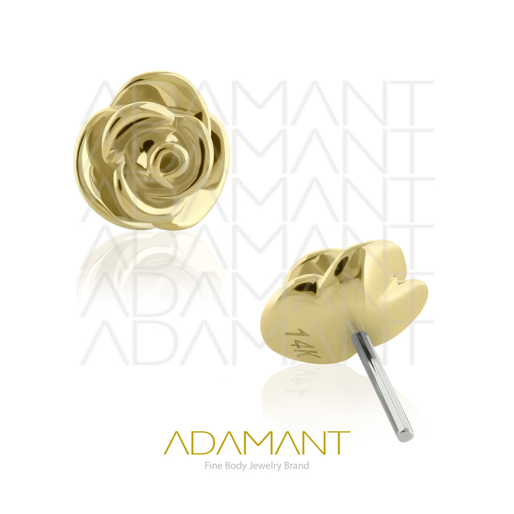 25g, Threadless, 14k Solid Gold Accessory, 4.8mm Pin Size, Rose End.