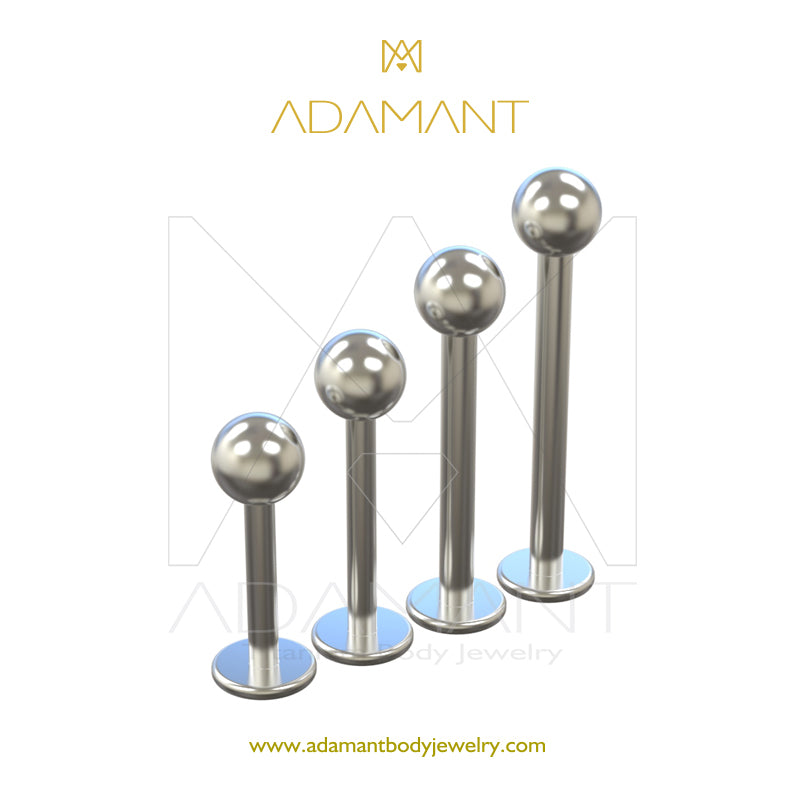 14g Threaded Titanium, Labret with ball, Big Back (4mm)