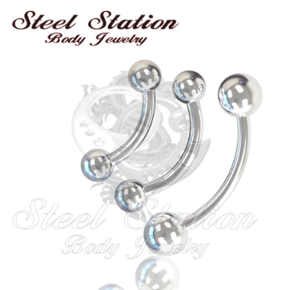 18g, Threaded, Curved Barbell, Surgical Stainless Steel, With Ball.