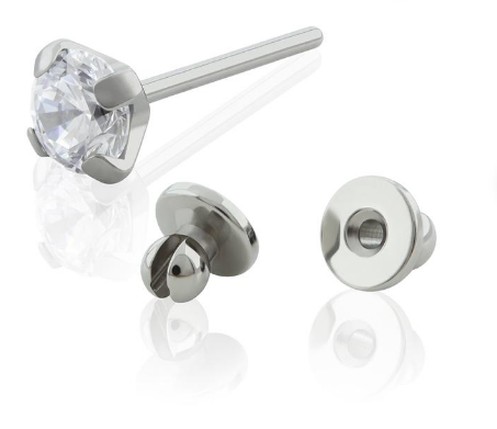 Cubic Zirconia Earring, Threadless Titanium Accessories, 4 Prong set