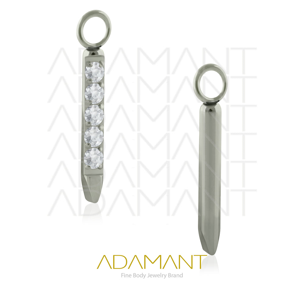 Implant Grade Titanium Hanger, Spike Tower, Prong Set, Cubic Zirconia