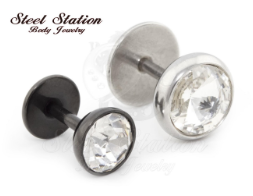 Surgical Stainless Steel, Bezel setting, cubic zirconia, Fake Plugs