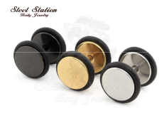 Surgical Stainless Steel Gold, Fake Plugs with O rings